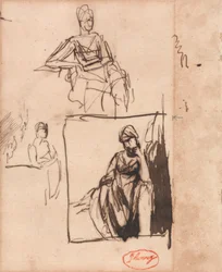 Sitzende Frau – Drei Posen